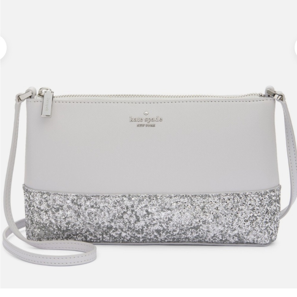 NWT Kate Spade New York Flash Glitter Crossbody silver
